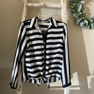 The Limited Black and White Button Up Top